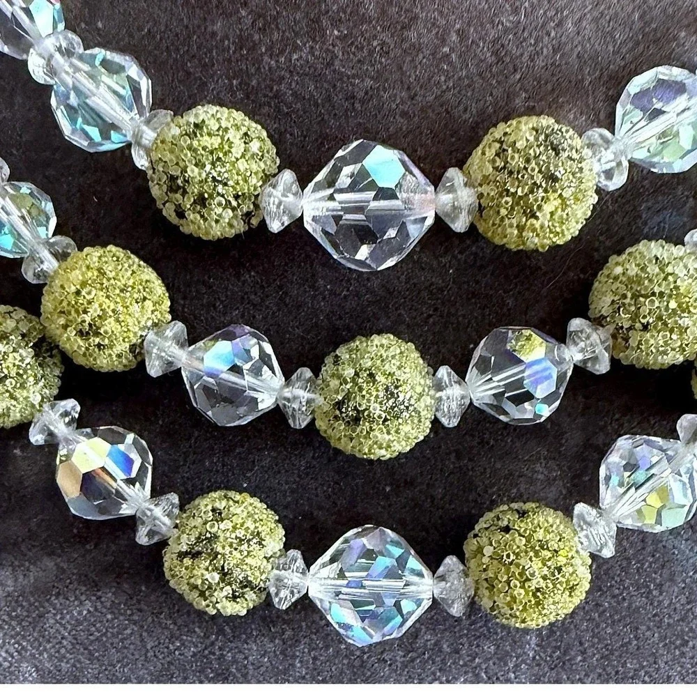AB Glass Sugar Bead Multi‑Strand Necklace Vintage Sparkle 12